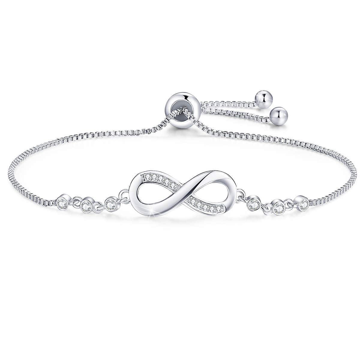 ZIBUYU Fashion Chain Bracelet for Women Girl, Infinity Symbol Bracelet Alloy Inlaid Zirconia Bracelet Adjustable Chain Bracelet Xmas Birthday Birthday Gift Valentine's Day Gift Jewelry