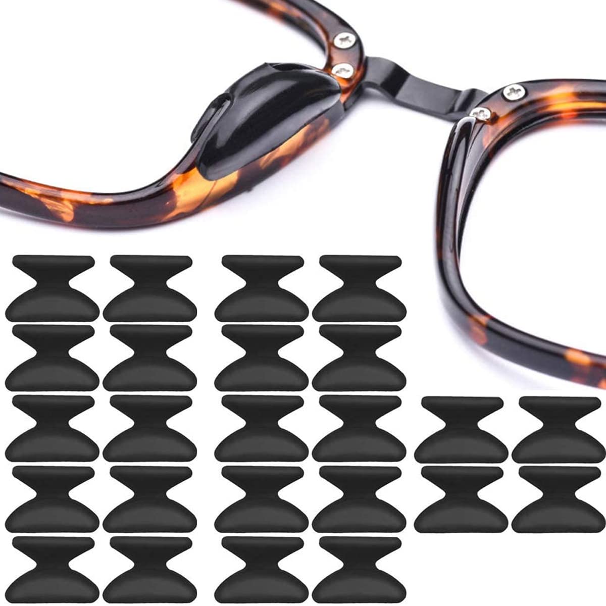 MAYCREATE Eyeglass Nose Pads 12 Pairs for Full Plastic Frames with Anti Slip Air Chamber | Soft Silicone Self Adhesive Replacement Pads