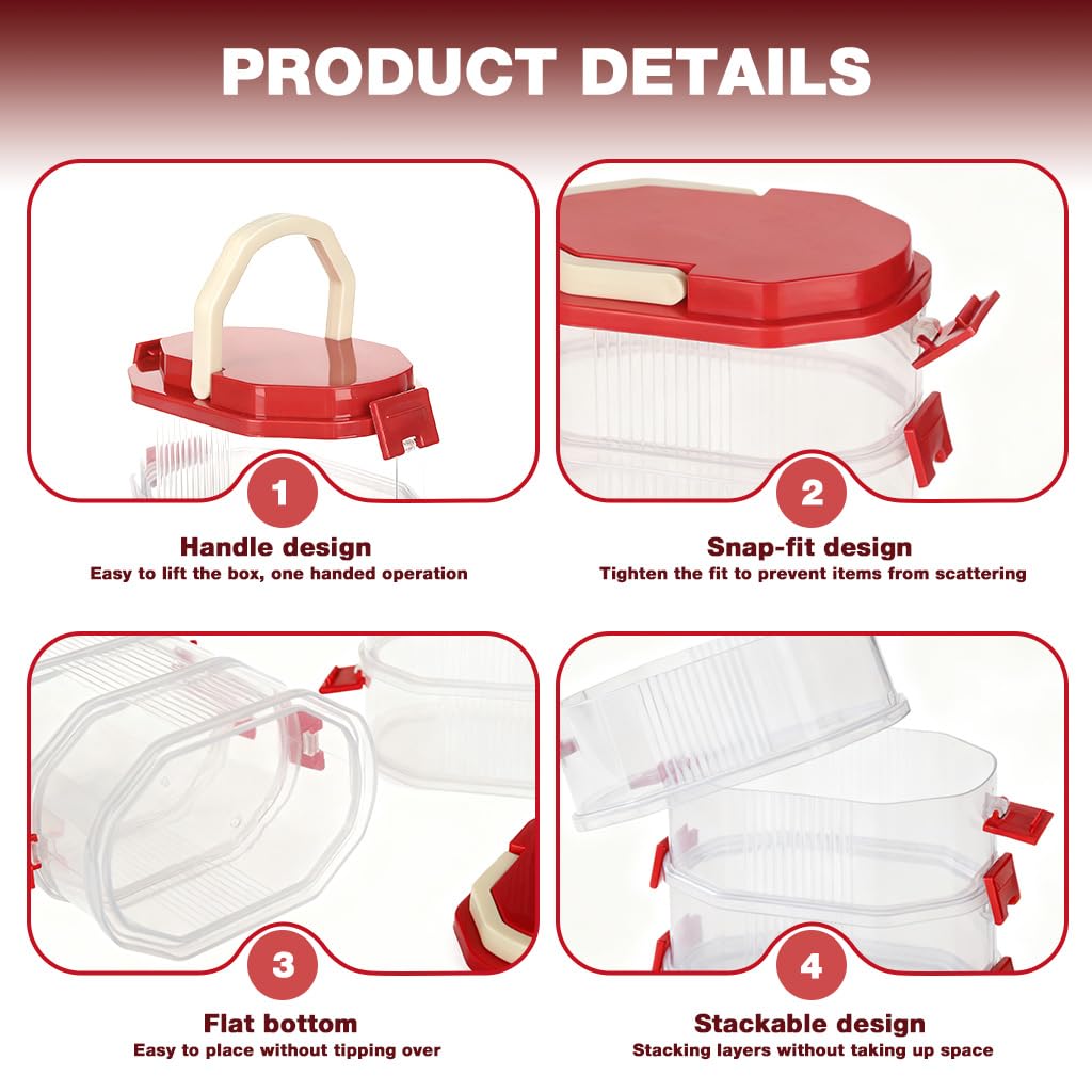 Supvox Stackable Spice Storage Box for Kitchen Organization with Flip Lock Lids and 5 Layer BPA Free Design | Leakproof Freezer Safe Containers