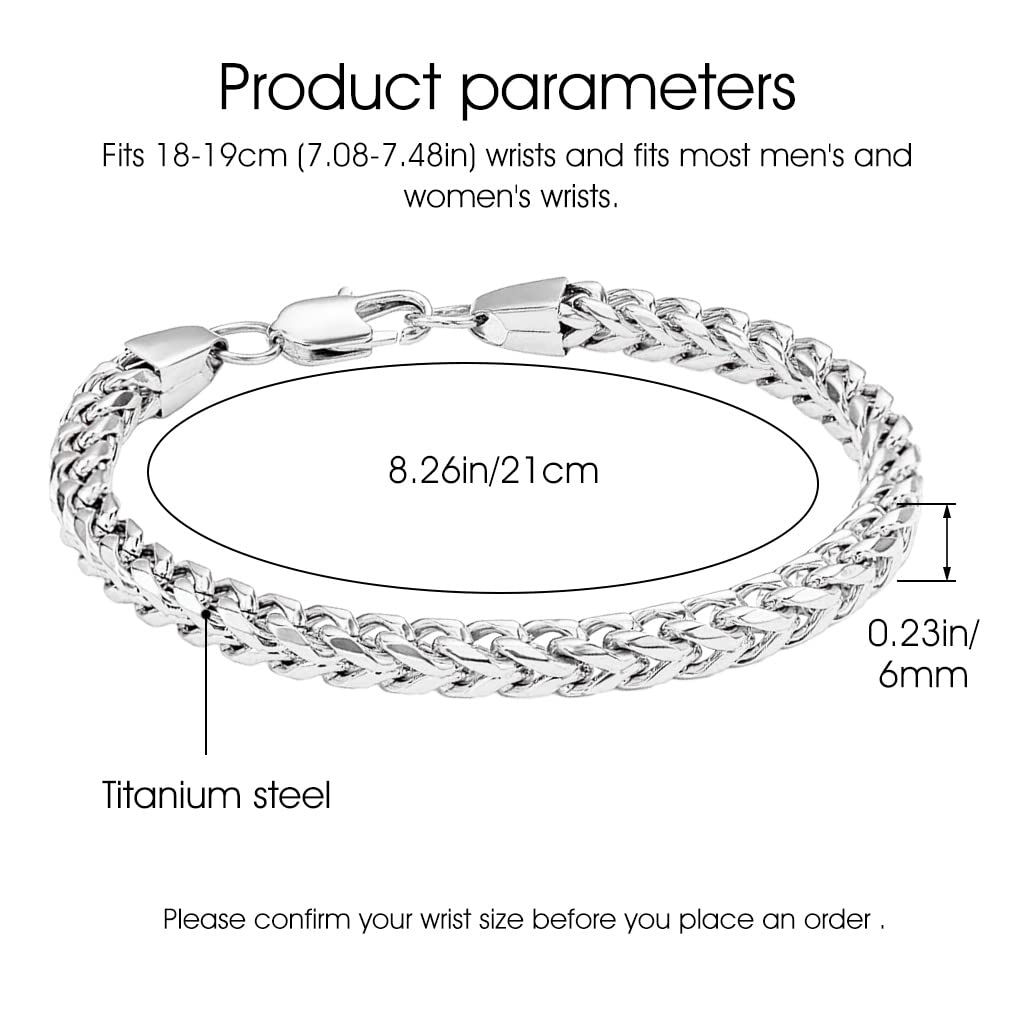 ZIBUYU Hand Bracelet for Men featuring Braided Curb Chain Design 21cm Silver Steel | Gift