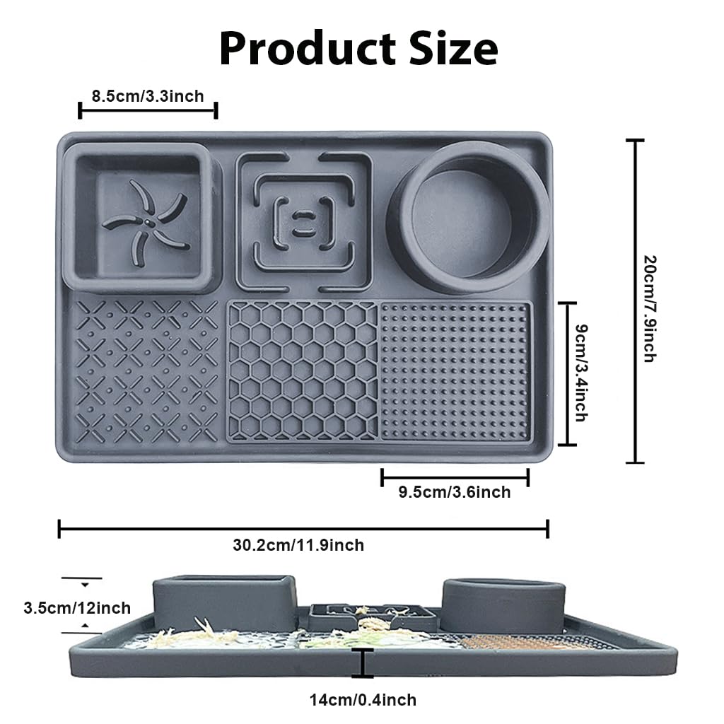 Qpets Lick Pad for Dog and Cat with Suction Cups featuring Food Grade Silicone | Ideal for Bathing Grooming and Training