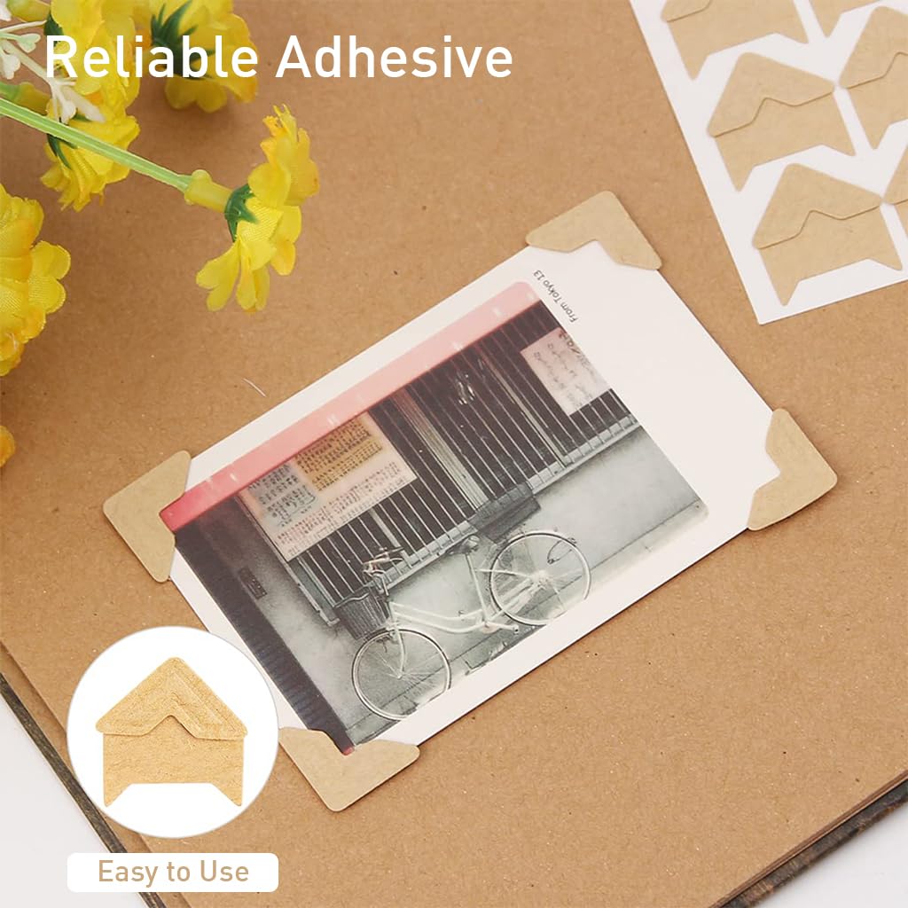 HASTHIP Photo Corner Stickers for Scrapbooking with Self Adhesive Mounts and 240 pcs | Beige 2x2 cm Paper Corners