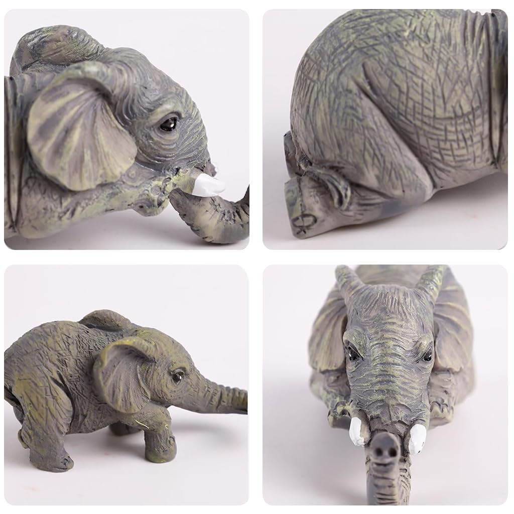 HASTHIP Elephant Sitter Decor Set for Home or Office featuring Hanging Edge Resin Figurines