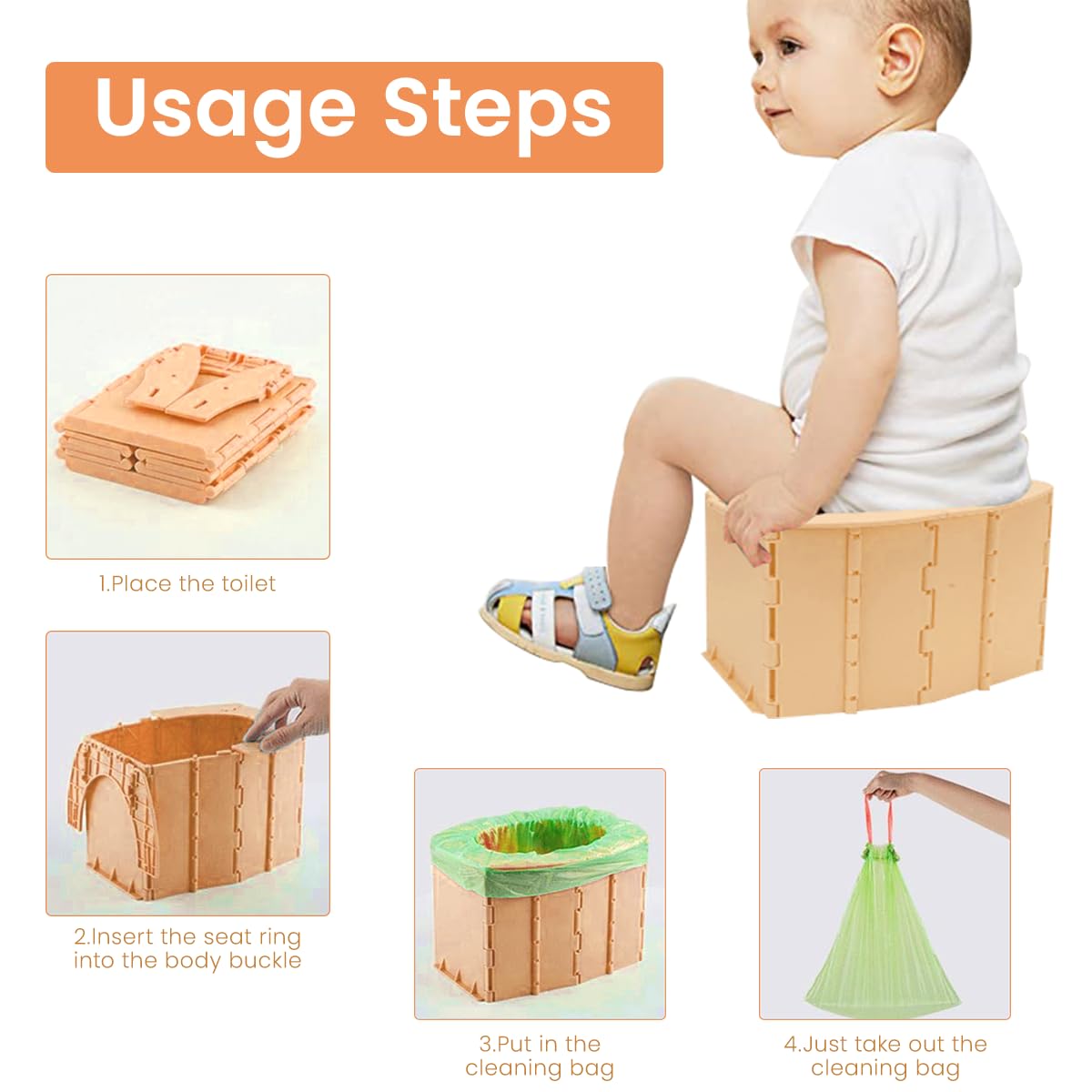 SNOWIE SOFT Potty Training Seat for 1–4 Year Toddlers with 22×11.8×14.5 cm Foldable Design | PP Portable Toilet for Home and Travel