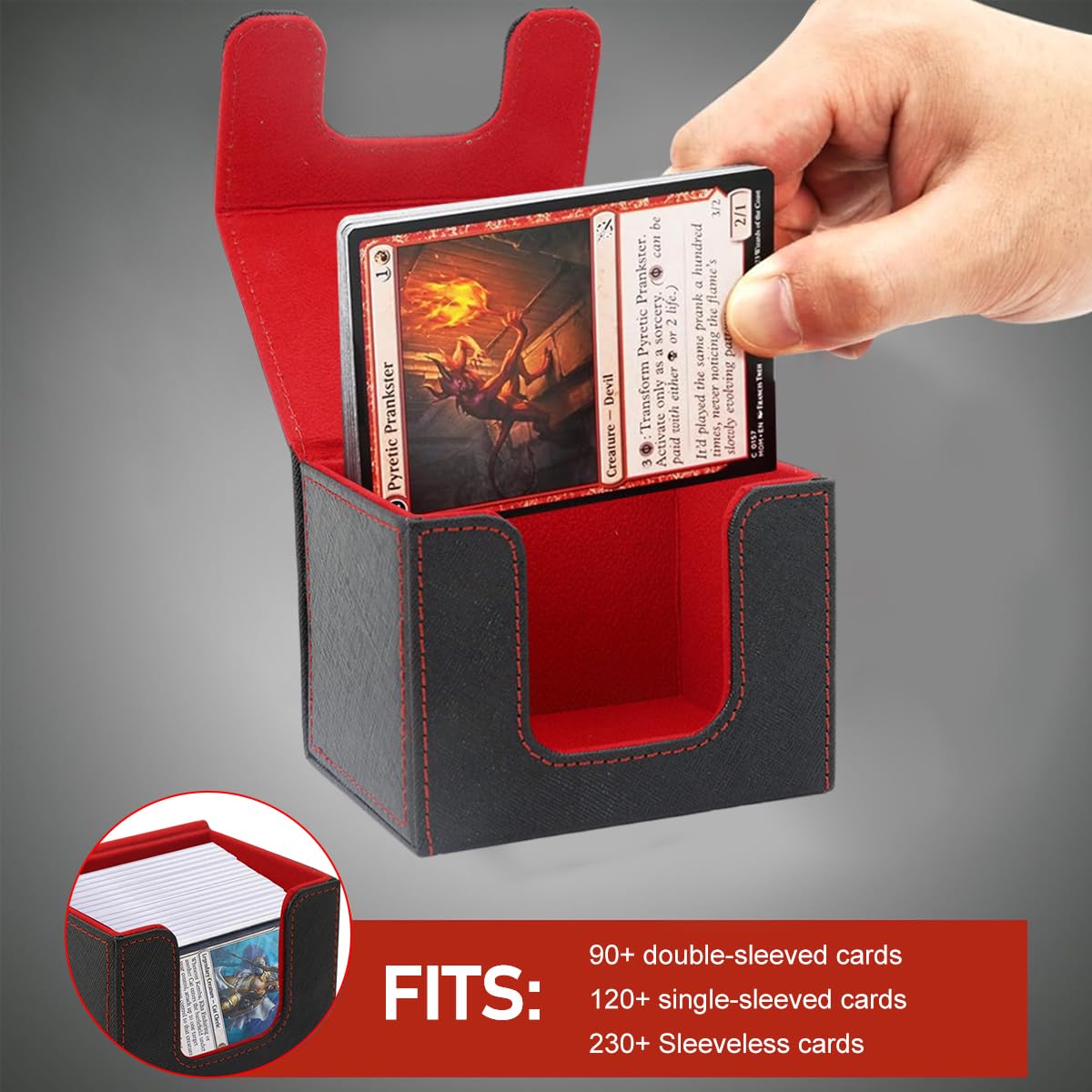 PATPAT Cards Organizer Box for Casino and Tabletop Games with Magnetic Closure | PU Hard Shell 104x85x80mm Storage Holder