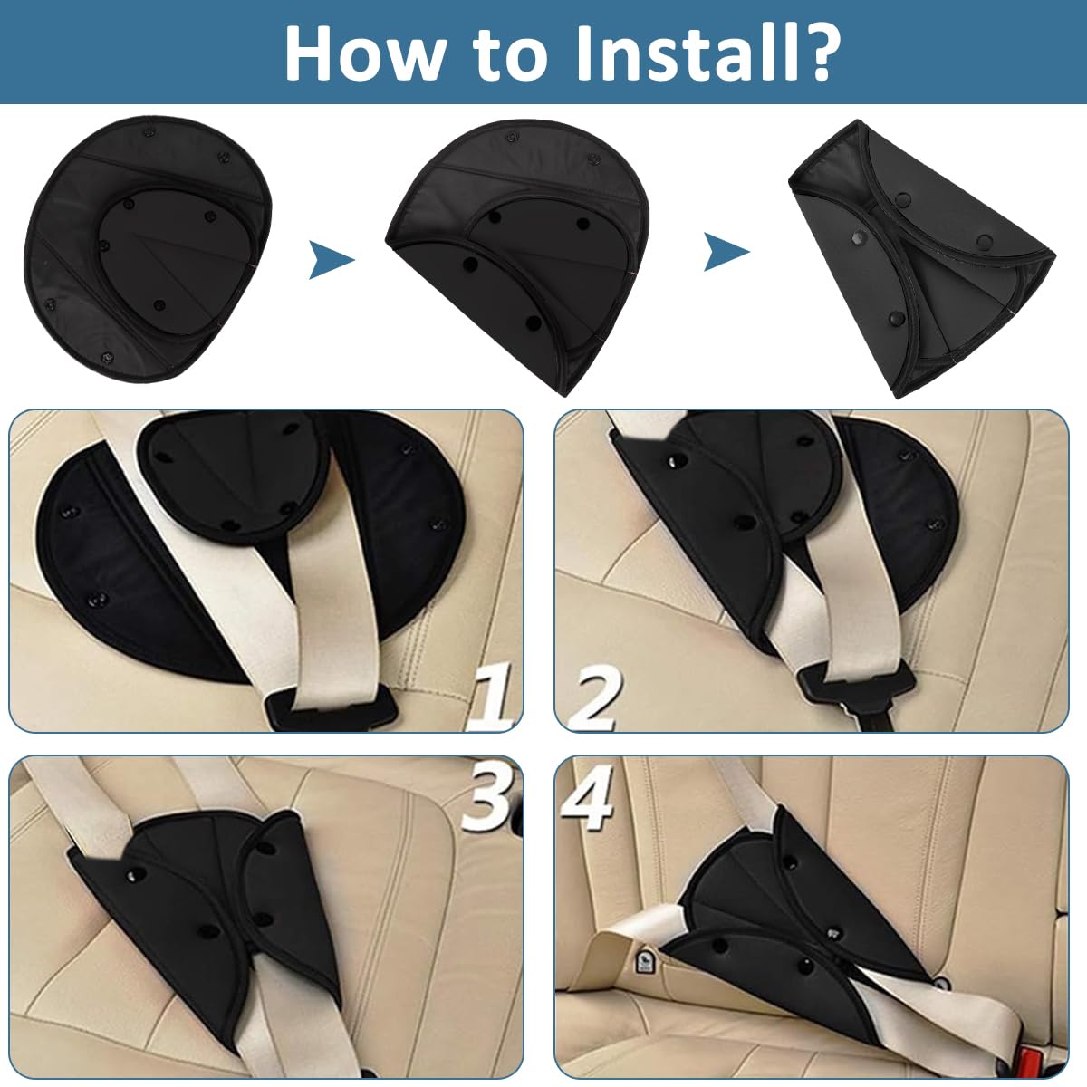 STHIRA Cotton Seatbelt Cushion for Car Comfort with Button Closure and Soft Padding | Pink