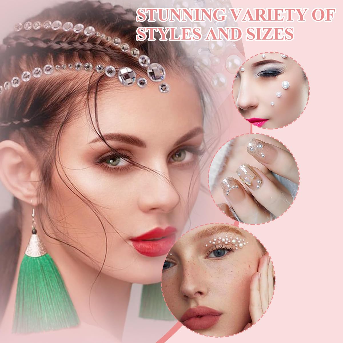 ZIBUYU Face Gem Stickers for Makeup and DIY Crafting with 14 Sheets 2023 Pcs | Self Adhesive Pearls and Rhinestones