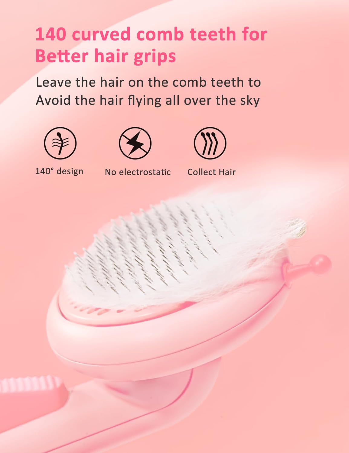 Venzina Hair Brush for Dogs and Cats featuring 3.3 in Slicker Design with One Click Cleaning | Stainless Steel Teeth and Non Slip Handle