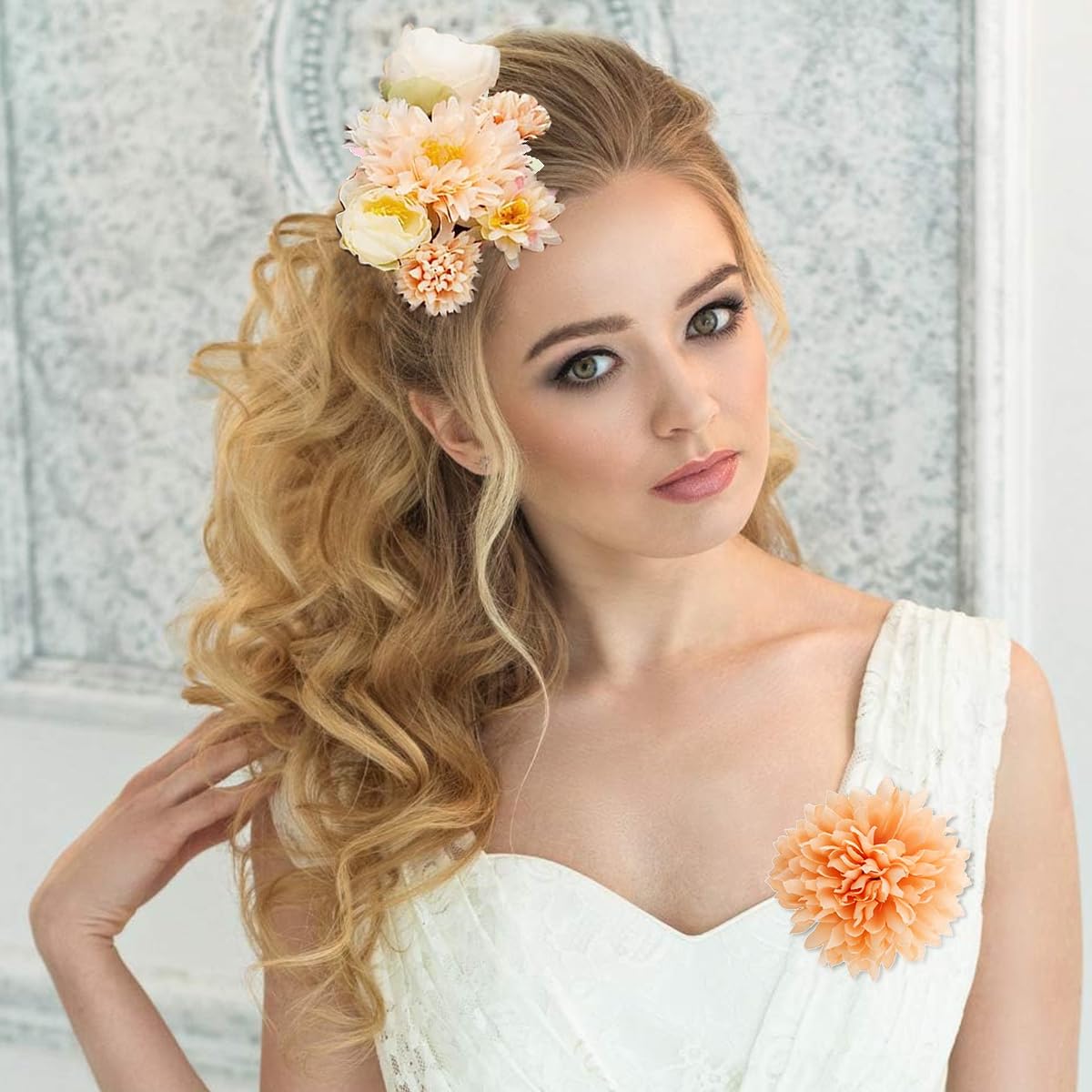 PALAY Floral Bridal Hair Clips for Wedding Hairstyles featuring 20pcs Chiffon Rose Barrettes