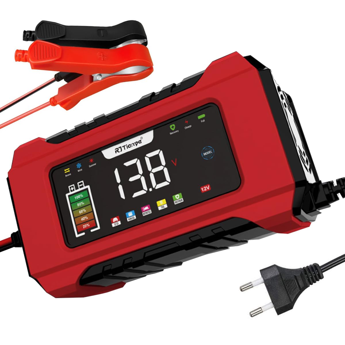 Verilux Car Battery Charger 12V for 2–100Ah Lead Acid Batteries with 9 Stage Auto Charging & LCD Display