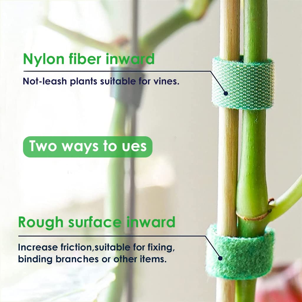 HASTHIP Plant Tie Strap for Tomato and Tree Support with Hook Loop Design 10pcs 1m Nylon Rolls