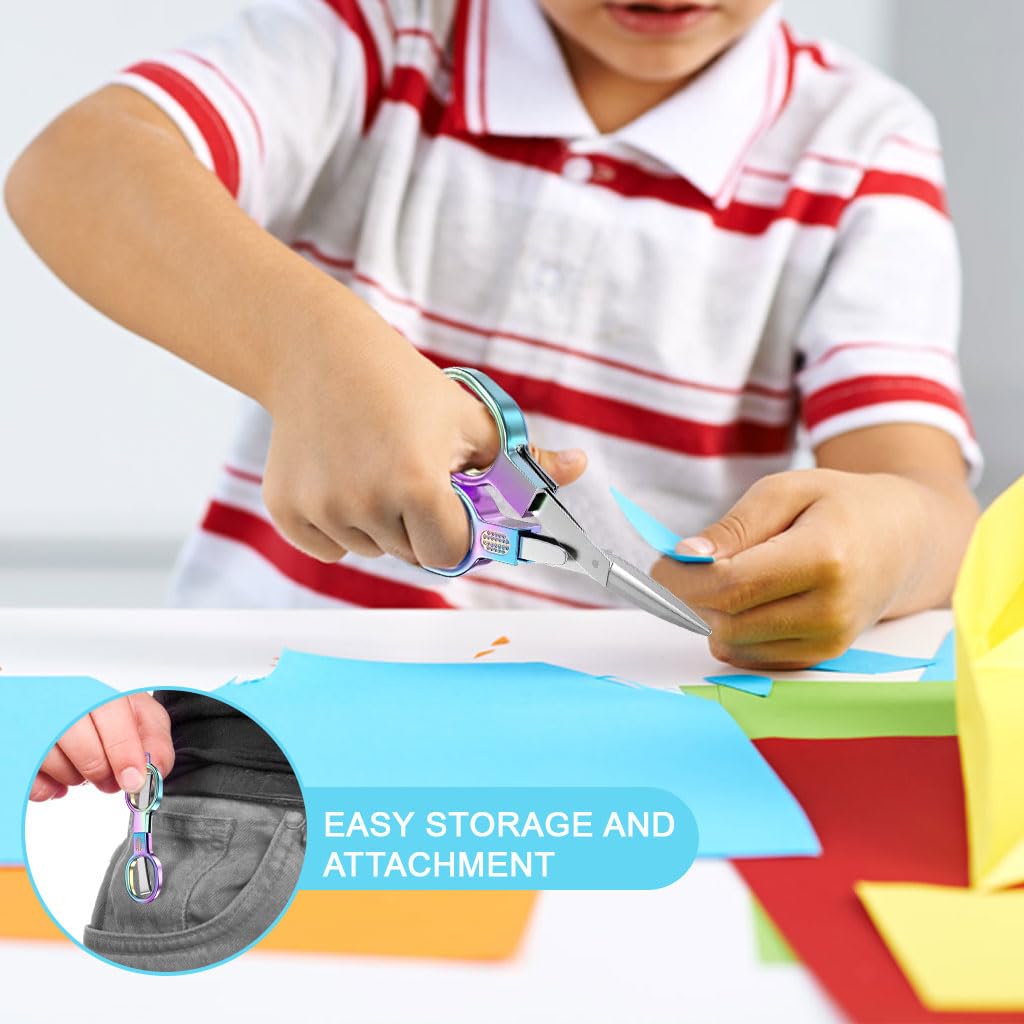 OFIFO Folding Utility Scissors for Crafting and Sewing with 4.5 in Blade featuring Compact Folding Design