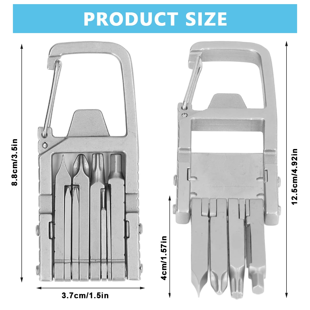 HASTHIP® Keychain Multi Tool 12 in 1 Folding Multipurpose Tool with 6 Mini Screwdriver Bits, Cutter, SIM Card Ejector Tool, Bottle Opener Keychain, Phone Holder, Pocket Mini Multitool