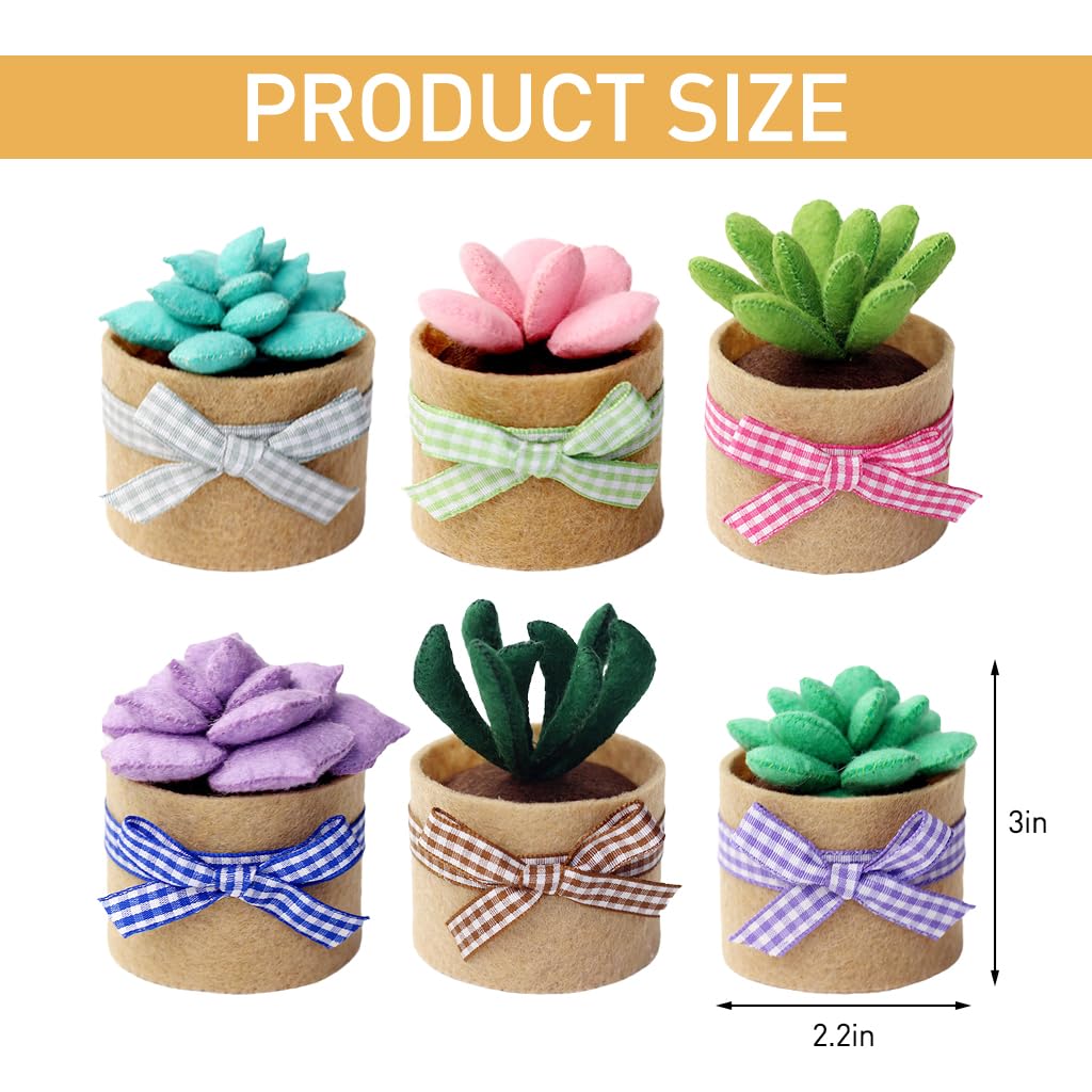 PATPAT® DIY Hand Sewing Craft Material Kit Set of 6Pcs DIY Sewing Mini Succulents Desk Decor Material Kit with Tools DIY Hand Sewing Project DIY Activity Material Kit for Adults DIY Handcraft Gift