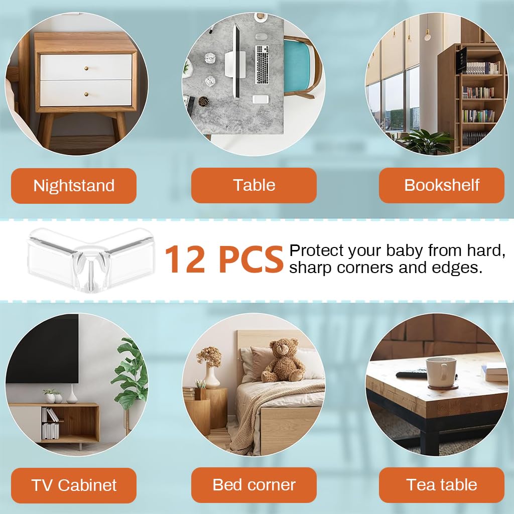 SNOWIE SOFT Corner Protector for Baby Safety with Self-Adhesive L Shape Clear PVC | 12Pcs