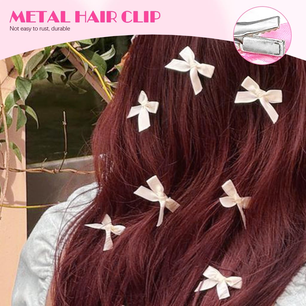 PALAY® 50Pcs Kawaii Bow Hair Clips Barrettes 4-Colors 1.57 inches Mini Lace Bow Hair Clips for Girls Women Y2K Bow Hair Clips Lace Bow Clips Hair Accessories for Women Girls