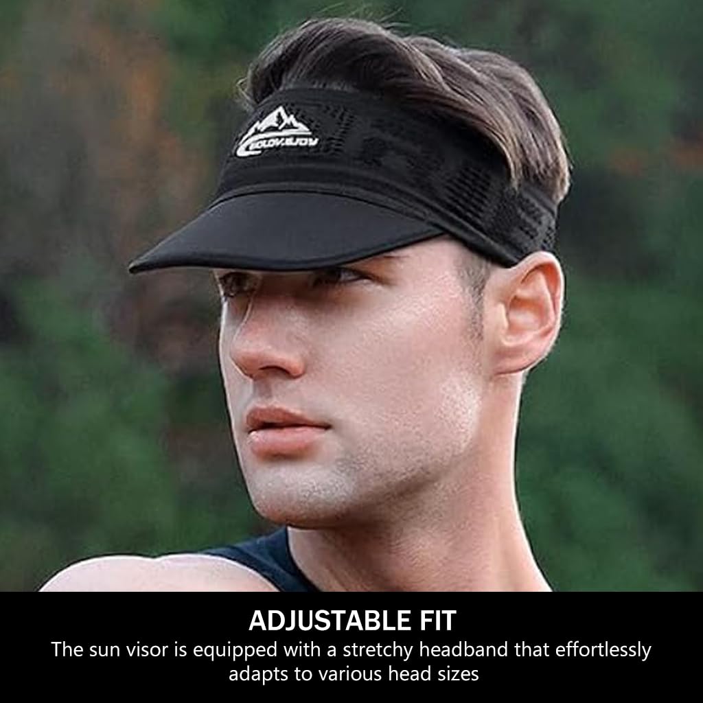 GUSTAVE Sport Cap Visor for Running with 3.5 in Curved Brim and Non Slip Adjustable Band | UPF 50+ Sun Protection