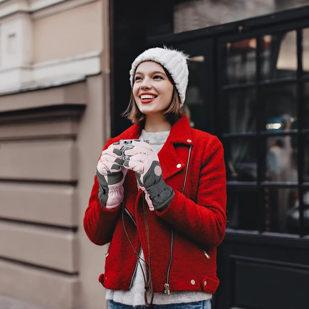 GUSTAVE Winter Gloves for Women with Touch Screen and Anti Slip Design | 26cm Warm Splashproof Cotton Polyester