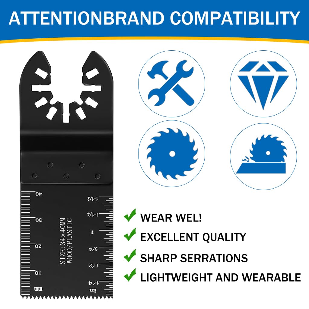 Serplex® 2Pcs Cutting Blades Tool for Power Drill Cutting Blades Tool Attachment with Scales for Power Drill Quick Release Oscillating Multitool Carboon Steel Saw Blades for Wood, Plastic, Soft Metal