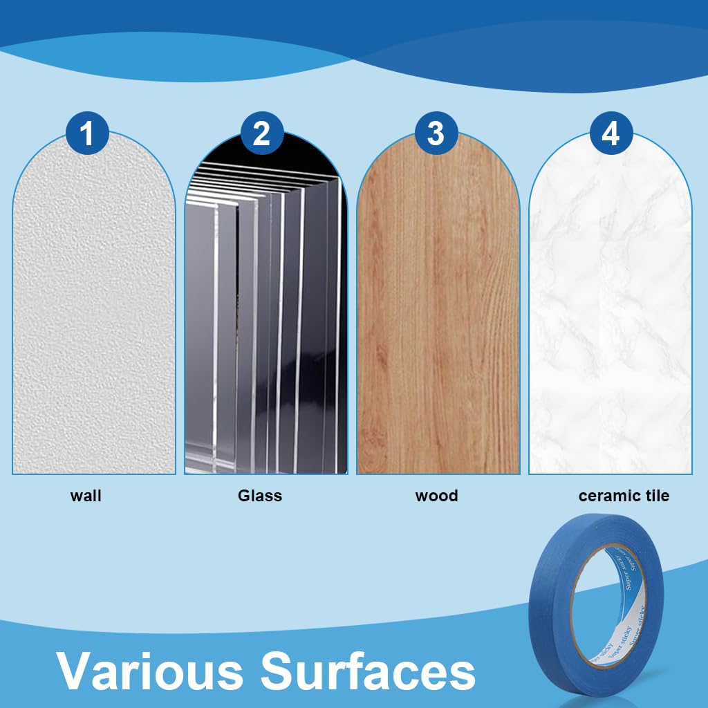 Serplex Painter's Tape for Trim Masking and Electronics | 3 Rolls 20mm × 50m UV-Resistant Blue Crepe