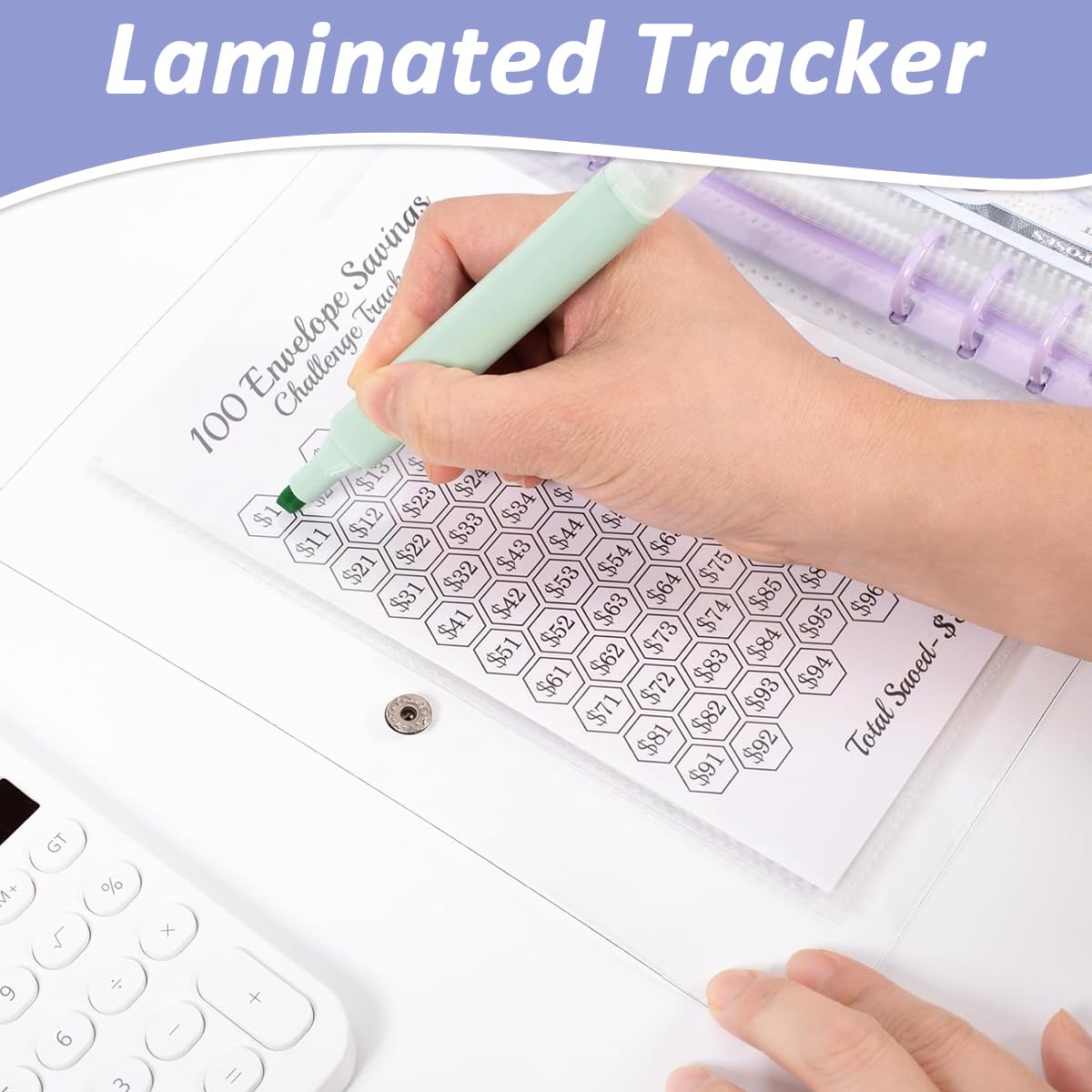 HASTHIP Budget Planner for 100 Day Money Saving Challenge with 25 Cash Envelopes | A5 Sakura Binder