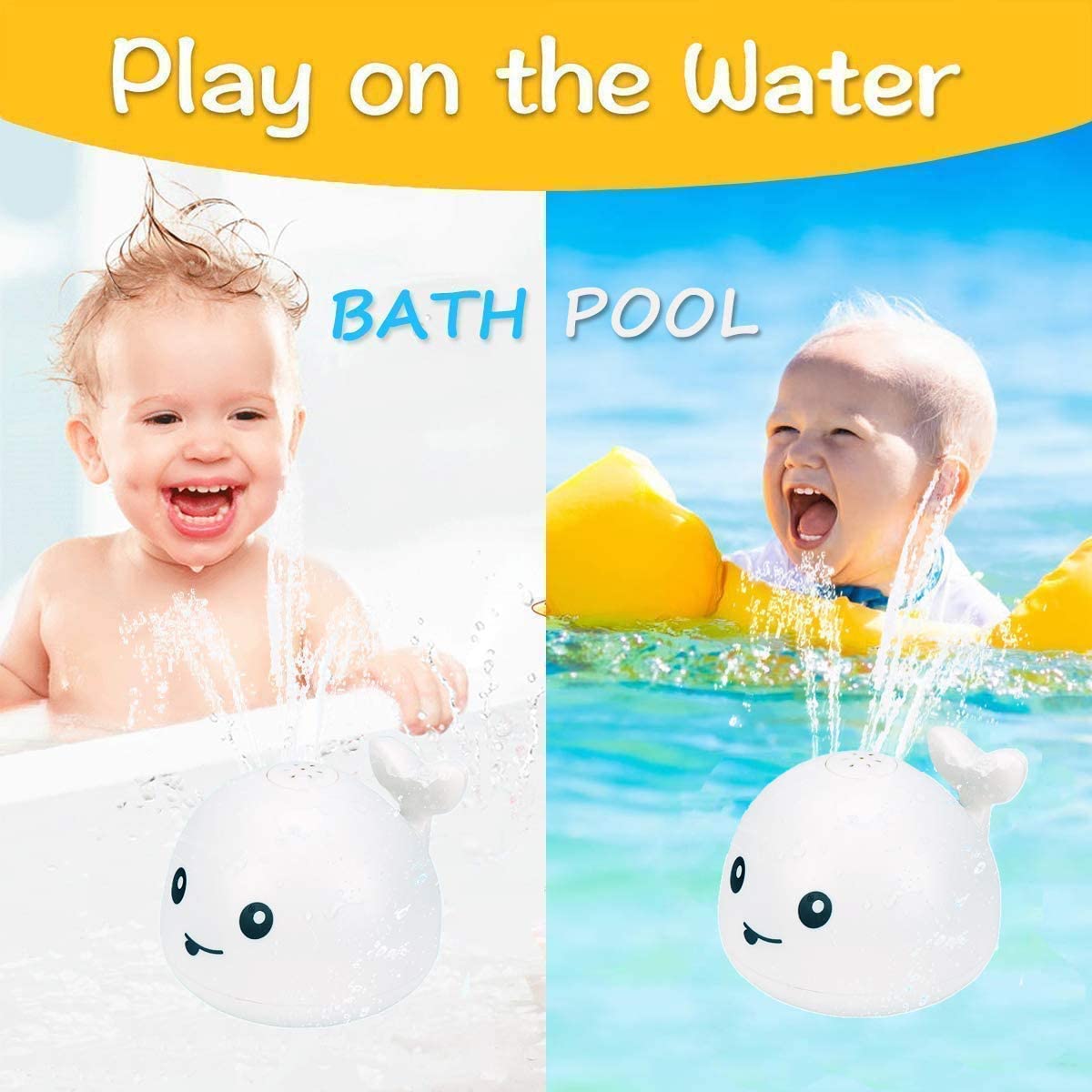 PATPAT Baby Bath Toys for Toddlers featuring Automatic Induction Spray Whale with LED Light