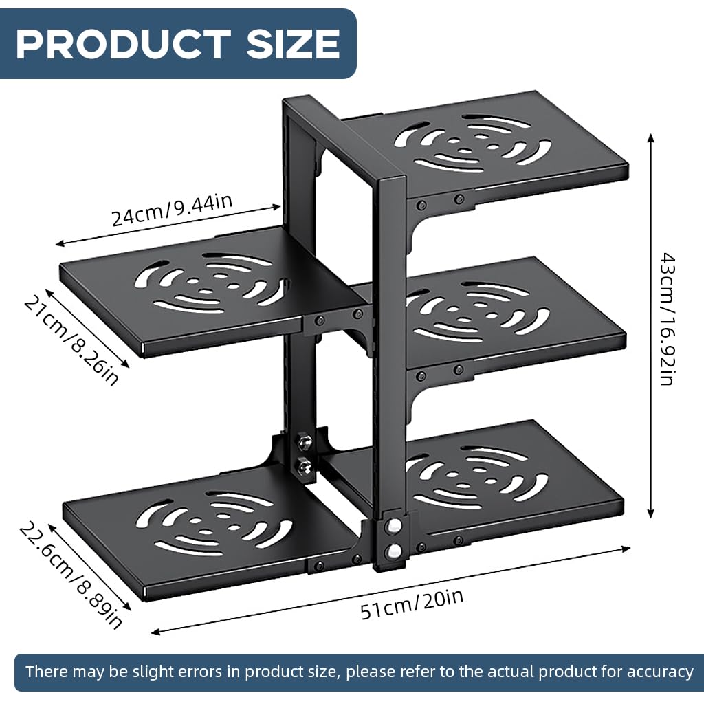 HASTHIP Pot and Pan Organizer Rack for Kitchen with 5 Detachable Shelves 51x22.6x43cm Black