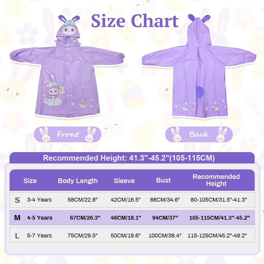 SNOWIE SOFT Hooded Raincoat for Kids 115–125cm with Wide Brim and Reflective Strip | EVA Waterproof Coat