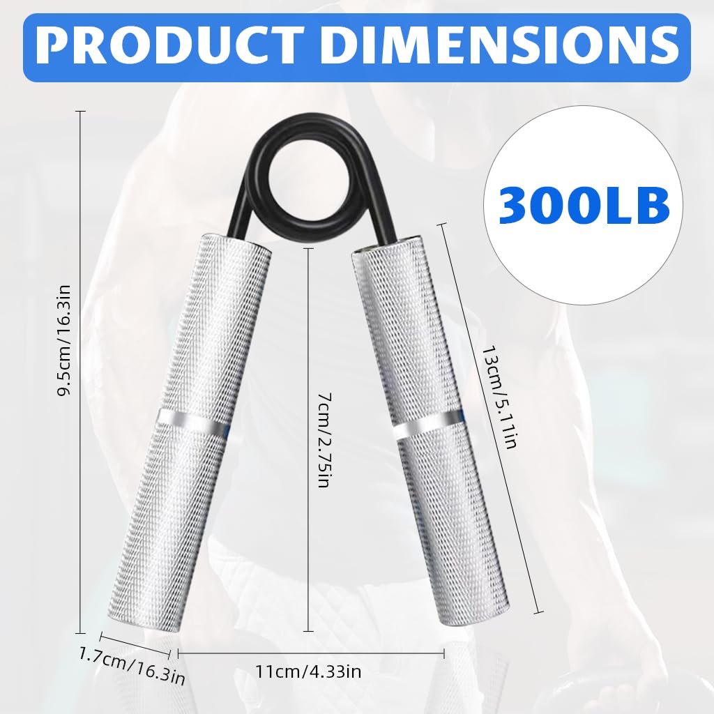 Proberos Hand Gripper for Grip and Forearm Workout with 300LB Resistance | Aluminum Alloy Spring and Anti‑Slip Handles