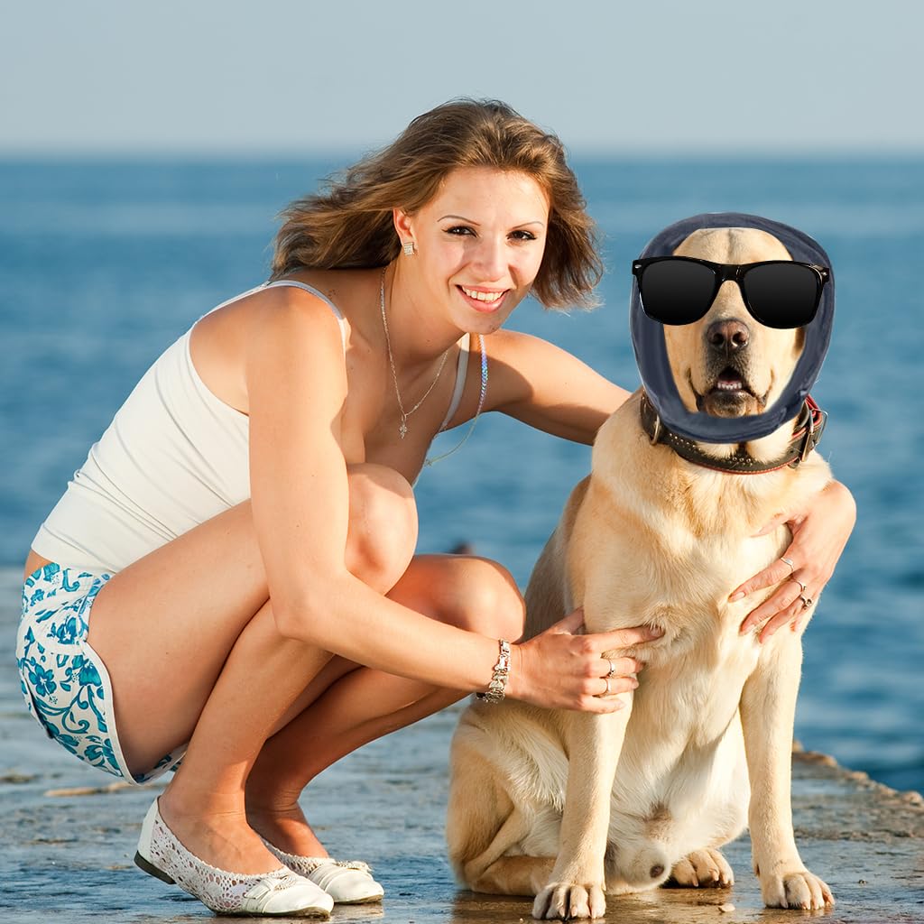 Qpets Dog Hoodie Head Cover for Calming and Noise Protection with Adjustable Buckle and Reflective Strip | Soft Fleece Hat Wrap 40–54 cm Green