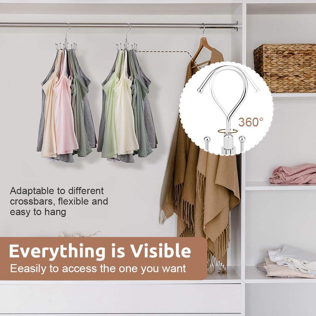 HASTHIP Tie Organizer for Closet Storage with 8 Hooks and 360° Rotatable Nylon Hanger | Space Saving Wardrobe Access