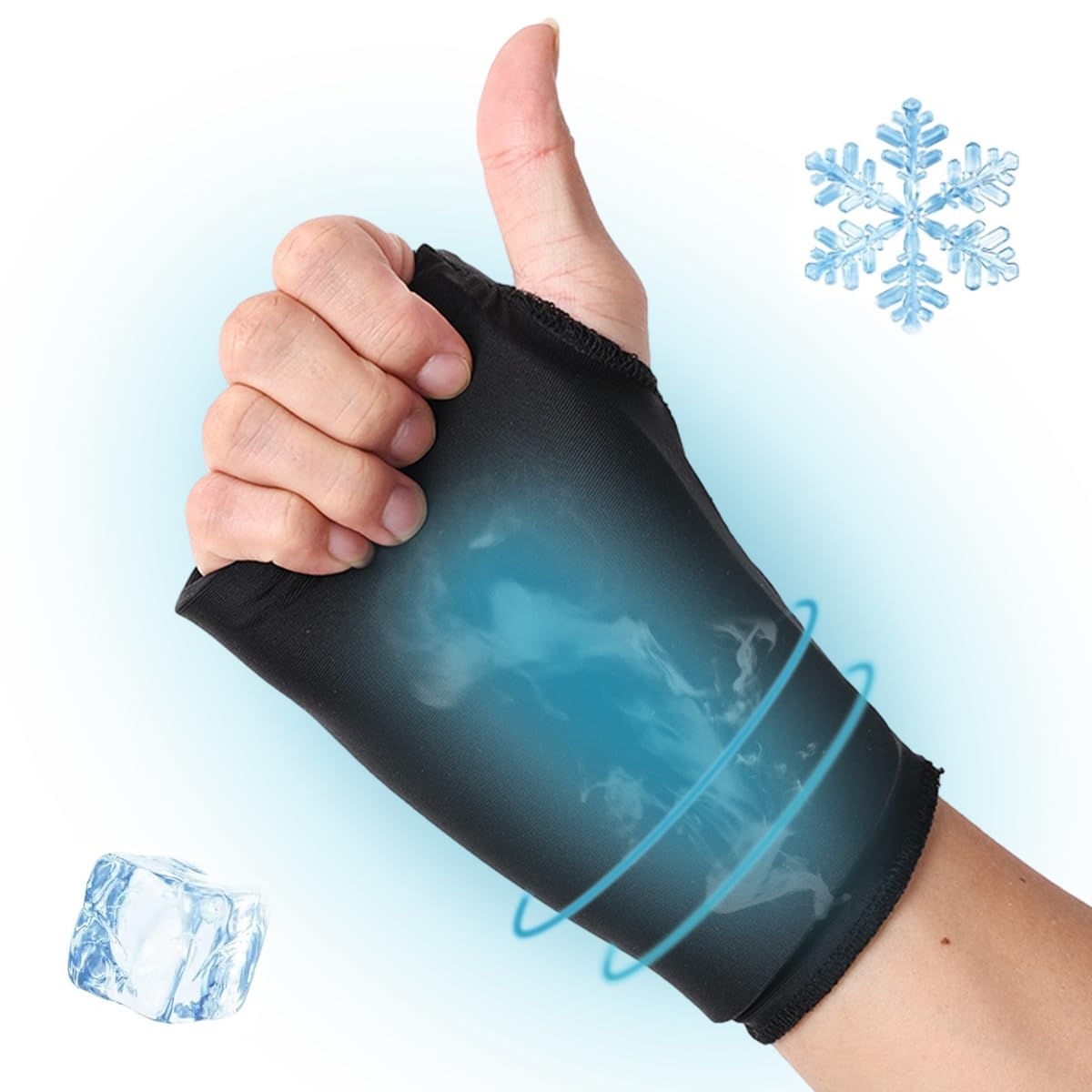 HANNEA Thumb Brace Wrist Ice Pack for Pain Relief with 360° Compression Gel Therapy | Reusable Hot and Cold Lycra Wrap for Carpal Tunnel and Tendonitis Relief