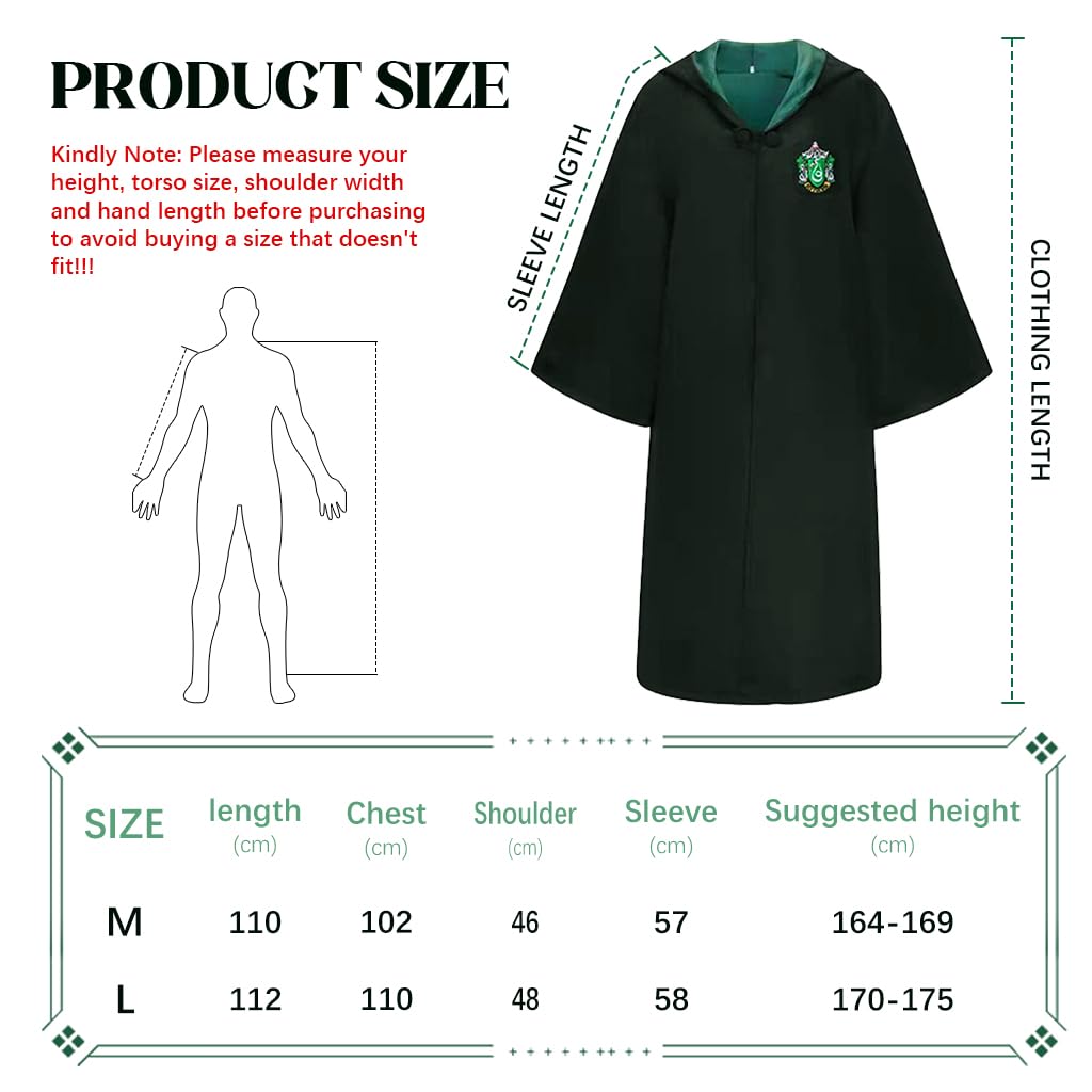 PATPAT Harry Costume Cloak Cosplay Robe for Halloween with Tie Wand & Glasses | Adults Teens