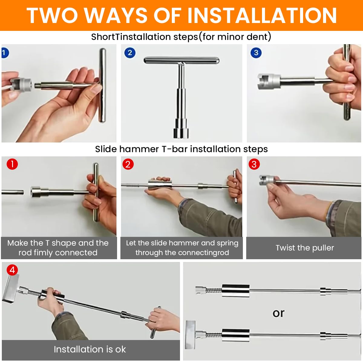 STHIRA Car Dent Repair Tool Kit for Vehicle Dent Removal with 36PCS Pulling Tabs | Includes T Bar Puller and Glue Gun