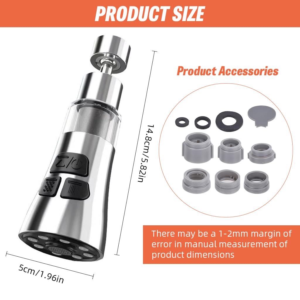 HASTHIP Kitchen Faucet Extender for Sink with 360° Rotation and 3-Mode Spray Head | Stainless Steel