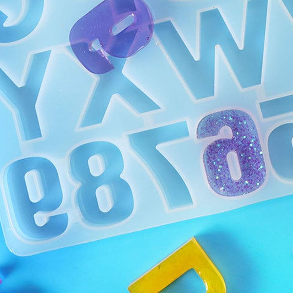 HASTHIP Alphabet Resin Art Kit for DIY Jewelry and Keychains with 186 pcs Accessories | Flexible Silicone Letter and Number Moulds