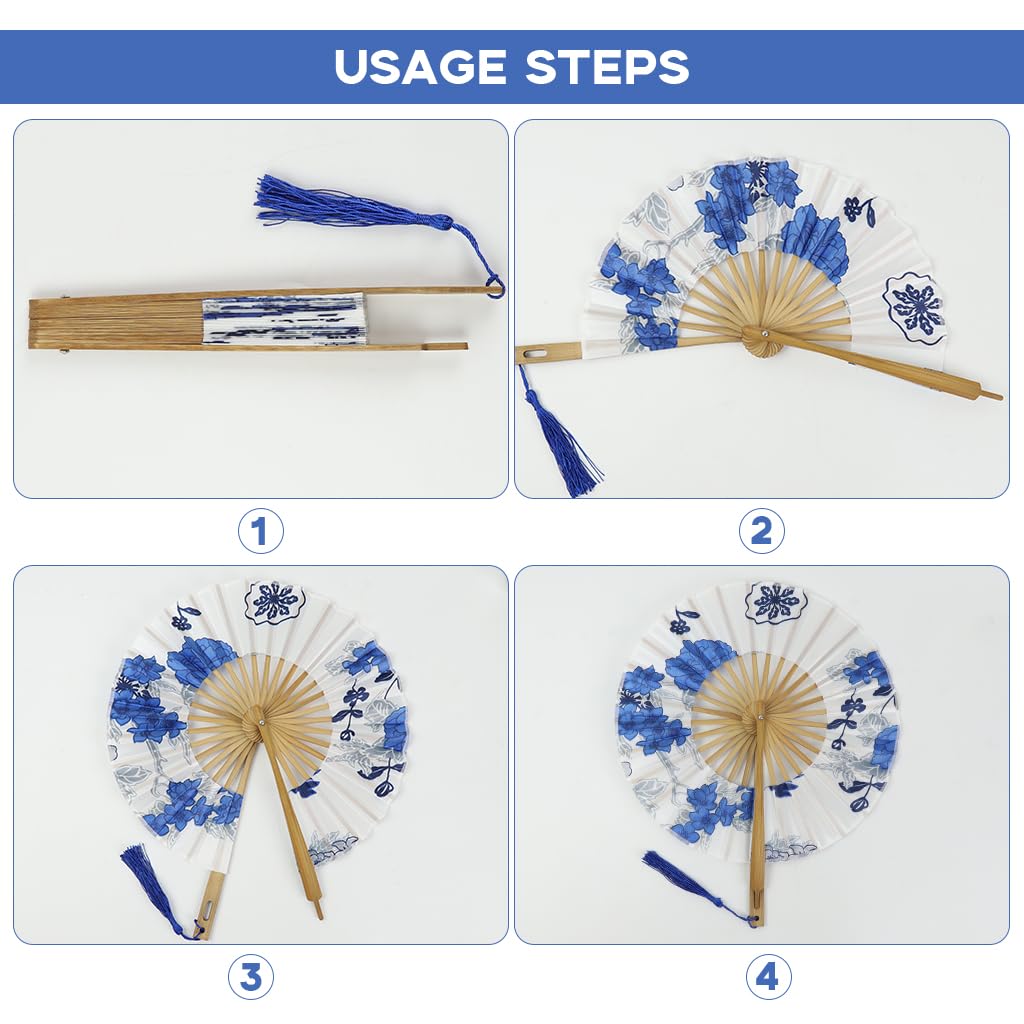 HASTHIP Round Handheld Fan for Wedding and Home Décor with Bamboo Frame and Fabric Art | Ideal Gift for Women