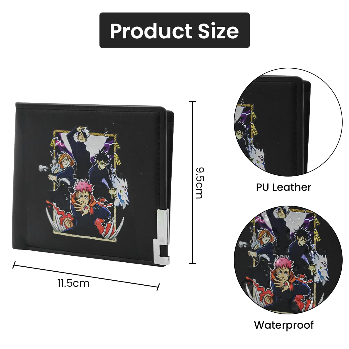 Fancyku Jujutsu Kaisen Wallet featuring Bi Fold Design with Printed PU Leather Cover for Fans