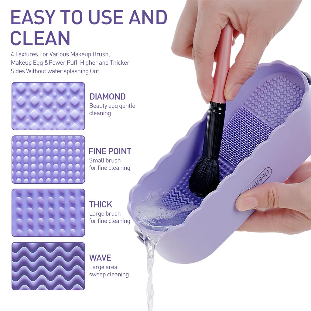 ZIBUYU® Makeup Brush Cleaner, Makup Brush Cleaner Basket Double Side Multifunctional Silicone Makeup Brushes for Cleaning & Air Drying Makup Brush Cleaning Box Makeup Organizer Drying Rack