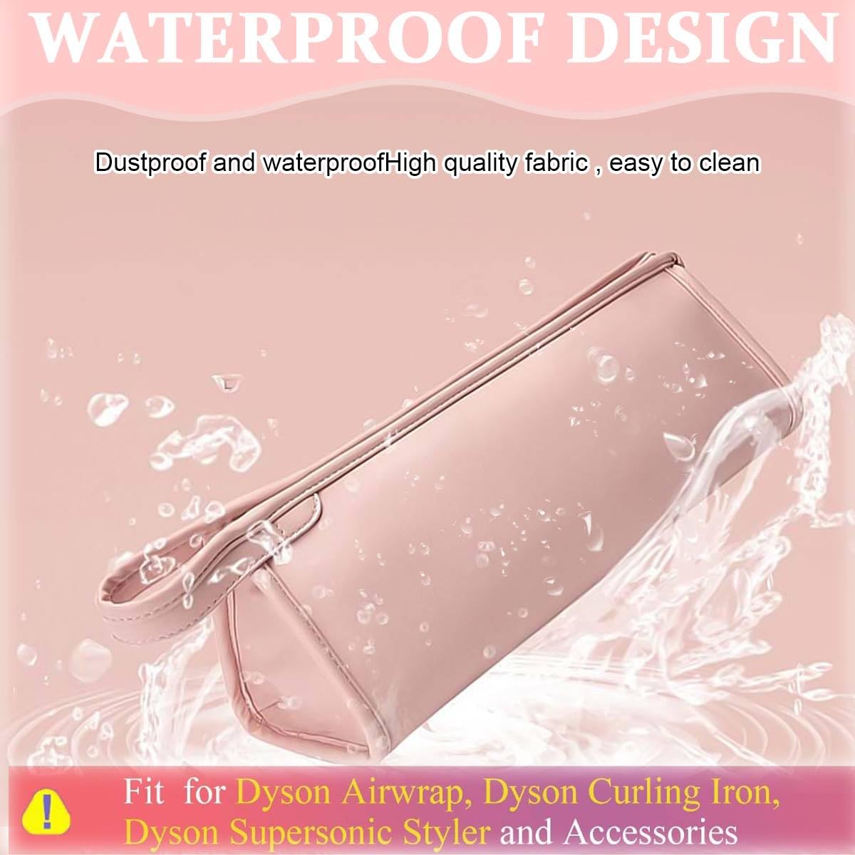 MAYCREATE® PU Leather Travel Case for Airwrap Styler Supersonic Hair Dryer, Waterproof Anti-Scratch Dustproof Shockproof Protection Portable Storage Bag Travel Gift Case, Pink