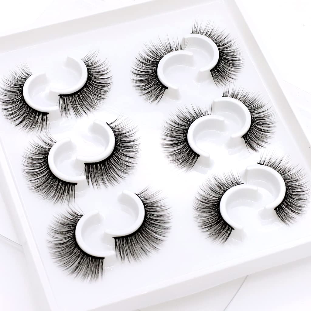 MAYCREATE® 1 Pair Self Adhesive Eyelashes, Reusable Adhesive Eyelashes, 3D Mink False Lashes Stable and Easy to Put On, Natural Look and Waterproof Fake Eyelashes for Women, No Glue, Style A