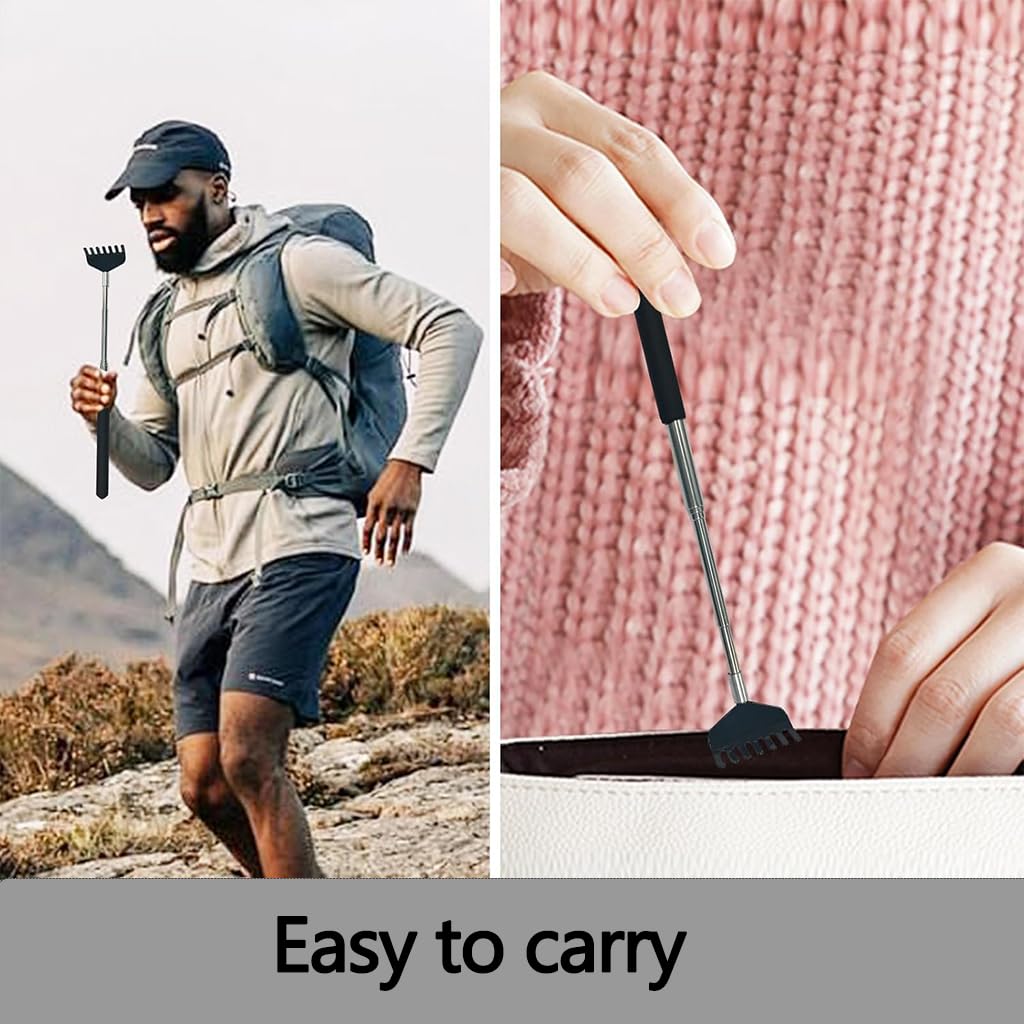 ZIBUYU Telescoping Back Scratcher for Deep Relief featuring 7 Claws and 20–68cm Extendable Stainless Steel Handle | Anti Slip Grip for Men and Women