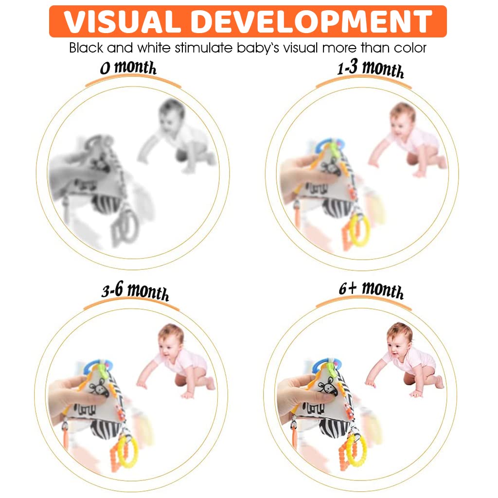 HASTHIP Hanging Toys for Babies featuring Silicone Teether & Sound Device | Soft Cloth Cube for Crib, Stroller and Car Seat