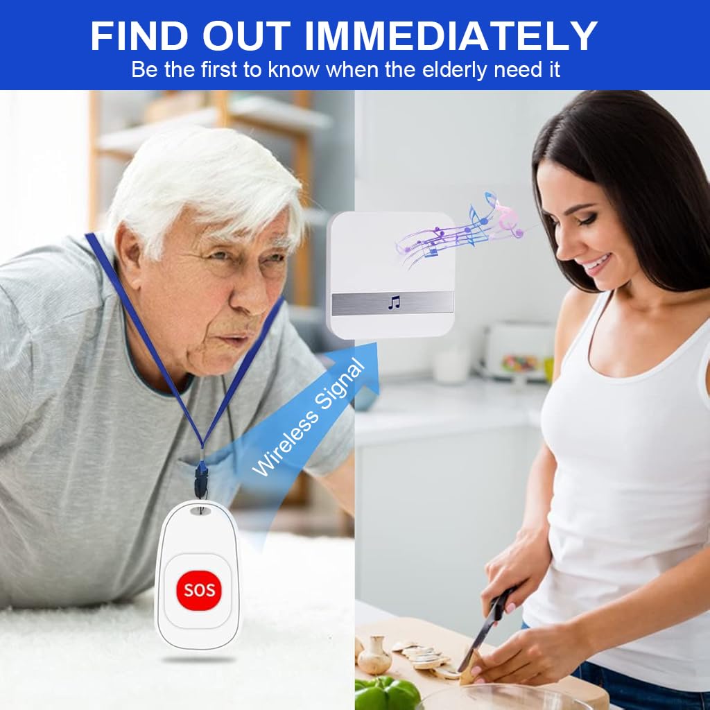 Supvox Wireless Pager System for Seniors with 262ft Range and 52 Tune Options | 2 Call Buttons