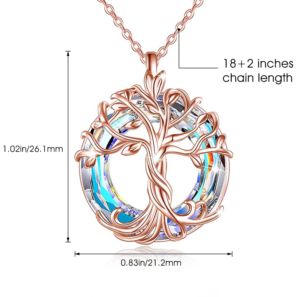 SANNIDHI Pendant for Women featuring Tree of Life Design with 1.02×0.83 in Pendant | Rose Gold Alloy Necklace Gift