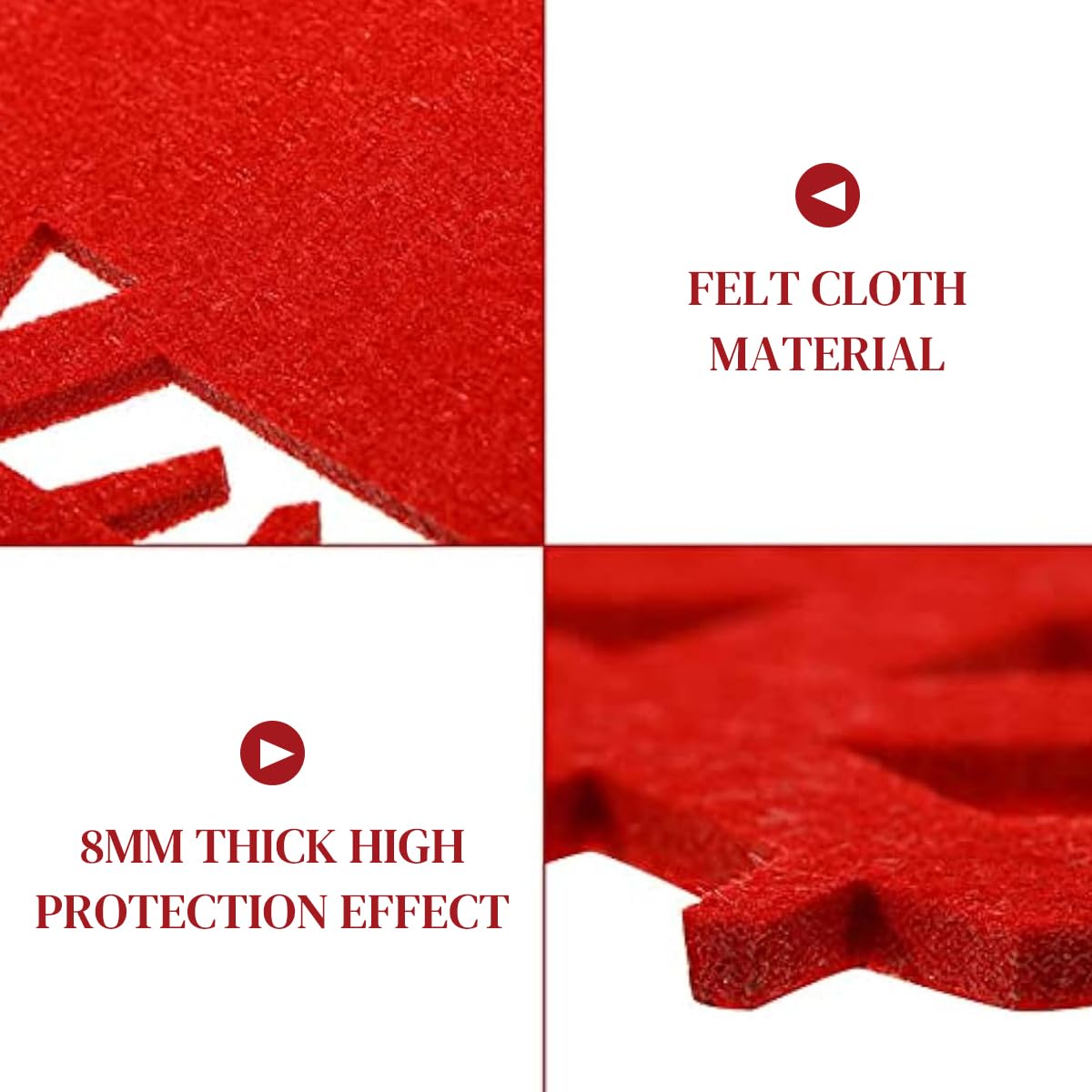 HASTHIP Christmas Placemats Set for Holiday Dining with 3mm Felt Snowflake Design | Red Decor