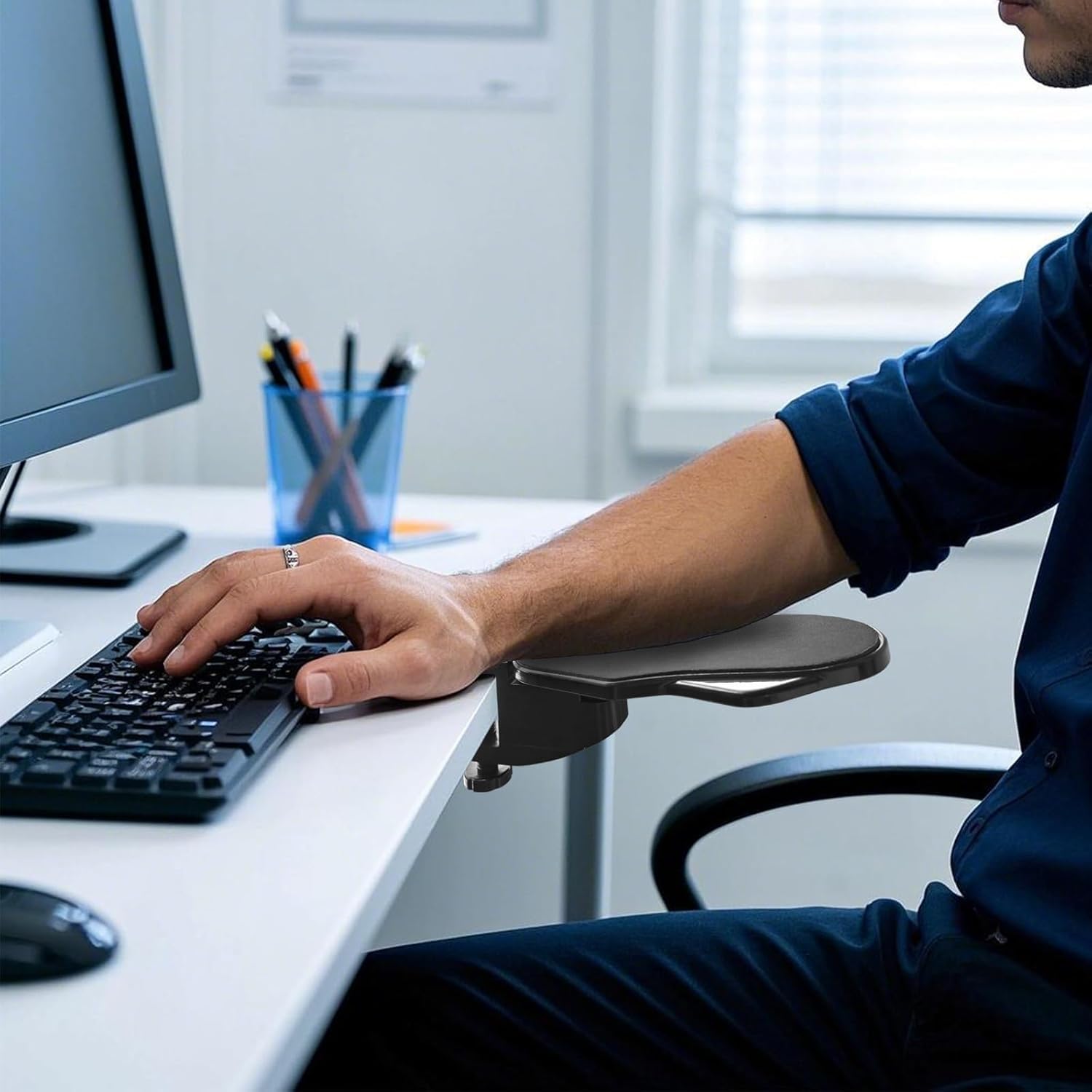 ZORBES Folding Elbow Support for Office Desk with 180° Swivel Padded Board 14.5×31cm | Relieves Shoulder and Hand Fatigue