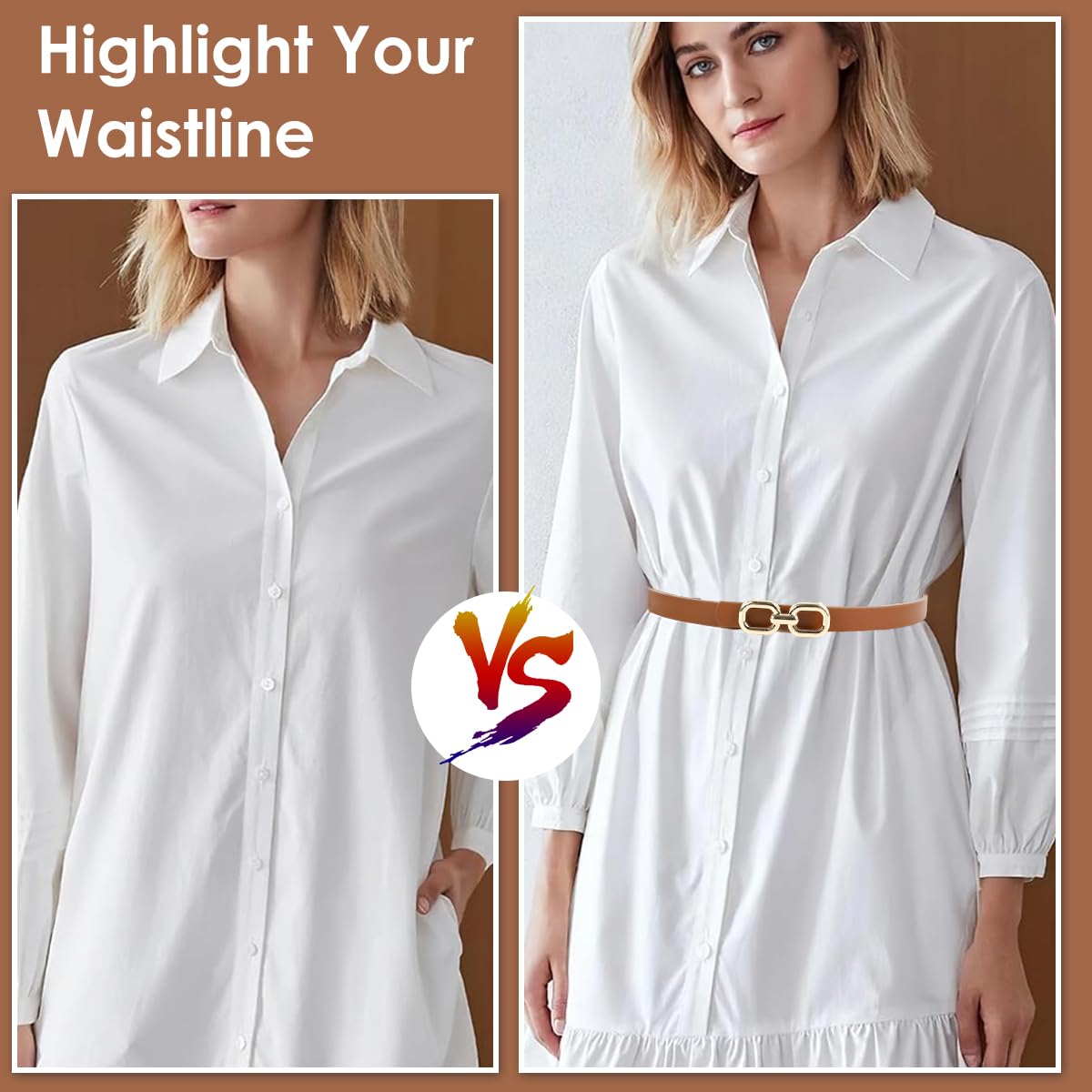 SANNIDHI Belt for Women featuring Tuck and Pin Closure with 115cm Fit in Beige & Brown