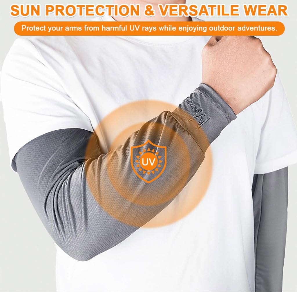 GUSTAVE Arm Sleeves for Men with Ice Silk Quick-Dry Fabric and Fashion Embroidery | 4 Pairs