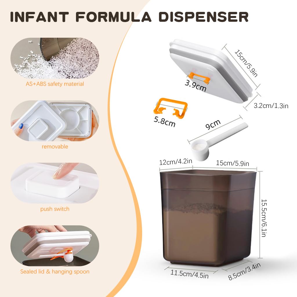 SNOWIE SOFT Baby Formula Dispenser for Travel with Airtight Lid and 1700ml Capacity | BPA‑Free Glass Container